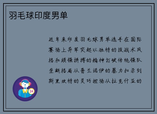 羽毛球印度男单